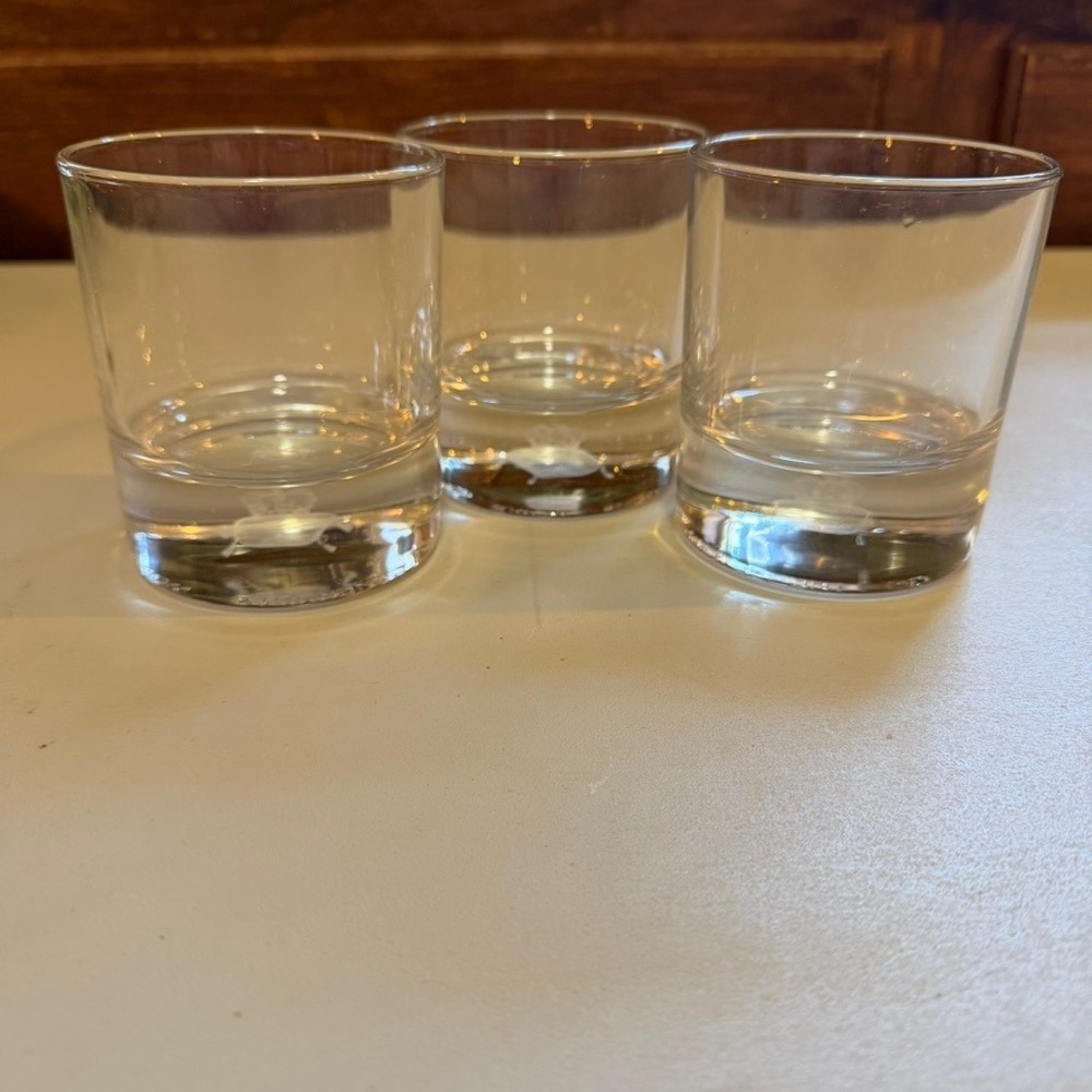Crown Royal Whiskey Rocks Glasses Set of 3 Clear Laser Etched Hologram Lowball